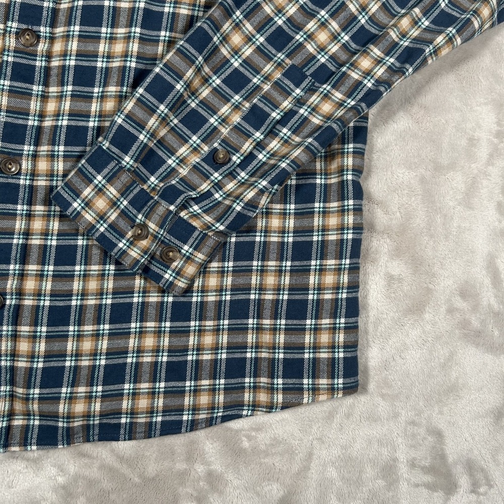 Patagonia Fjord Flannel Shirt Mens L Plaid Brown Blue Long Sleeve Organic 42410 - Picture 6 of 16